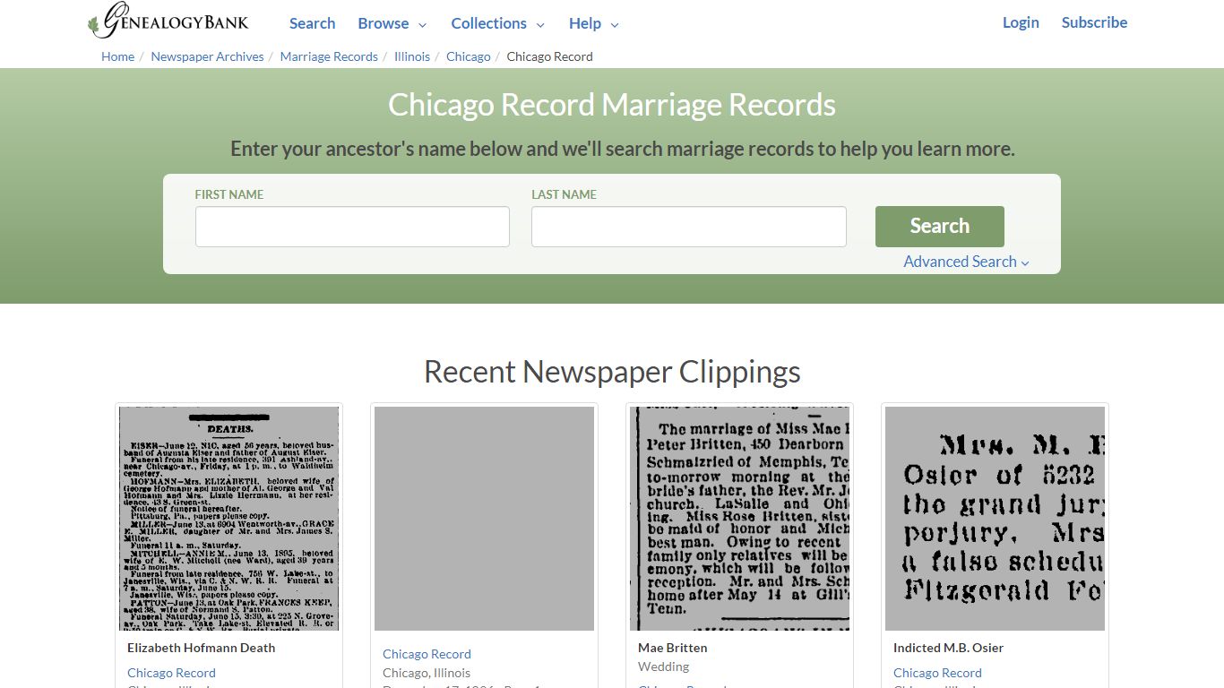 Chicago Record Marriage Records Online Search