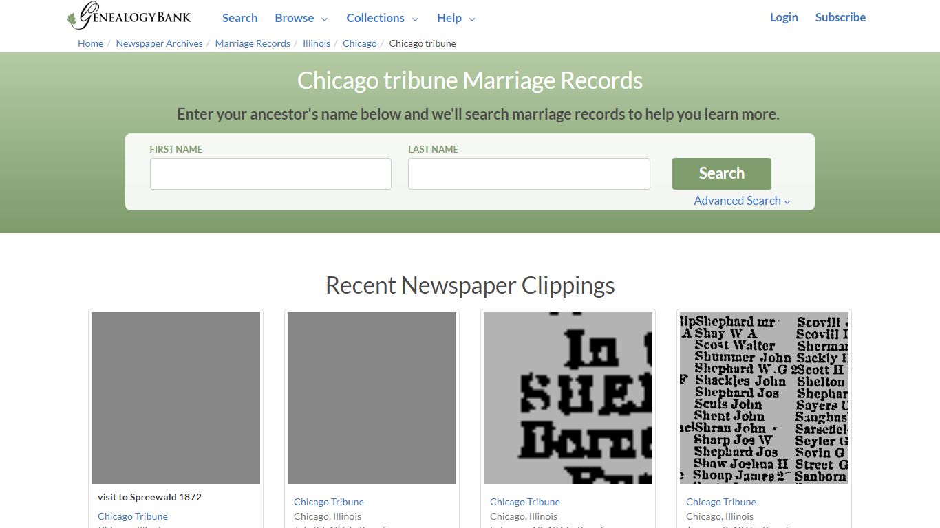 Chicago tribune Marriage Records Online Search